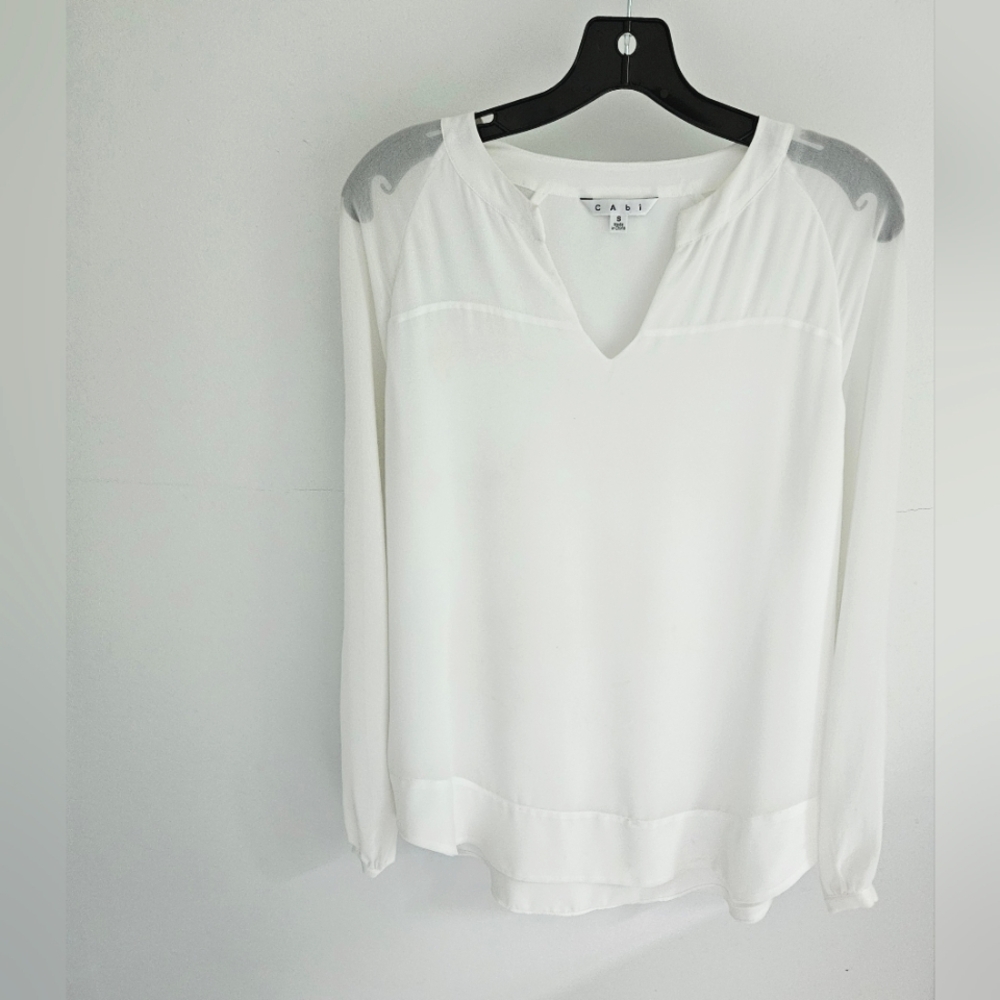 Cabi White Blouse Semi-transparent 118